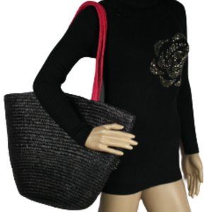 Women's Straw Handbag Flower Woven Summer Beach